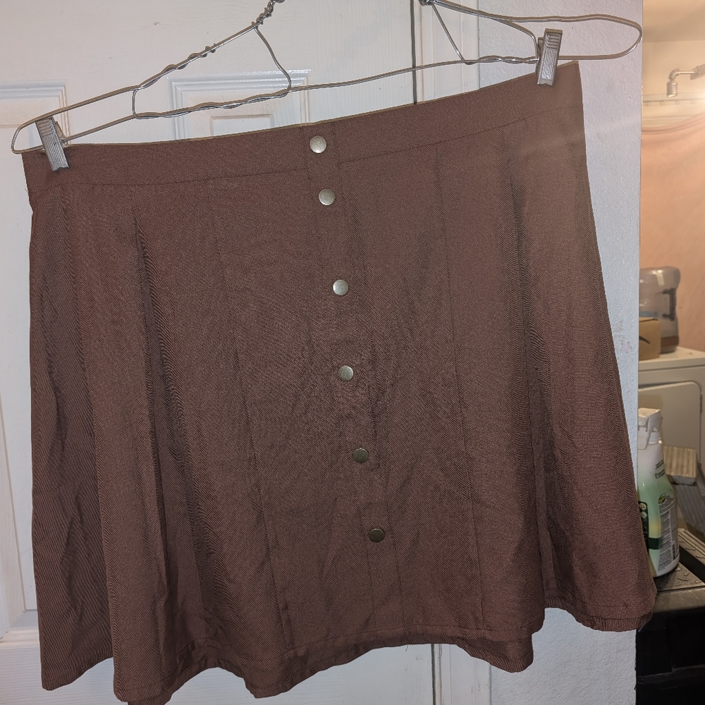 Torrid Brown Mini Twill Pleated Front Button Skirt (New w/Tags!)